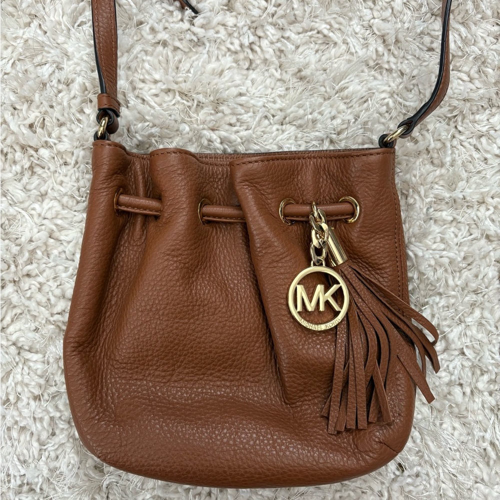 Michael Kors Brown Crossbody Bag with Gold Accents
